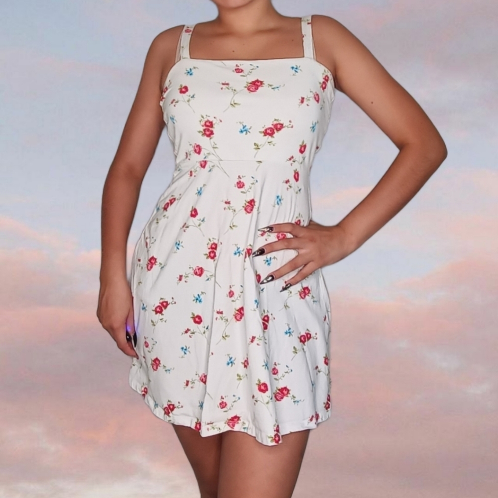 Super cute white and Floral mini dress